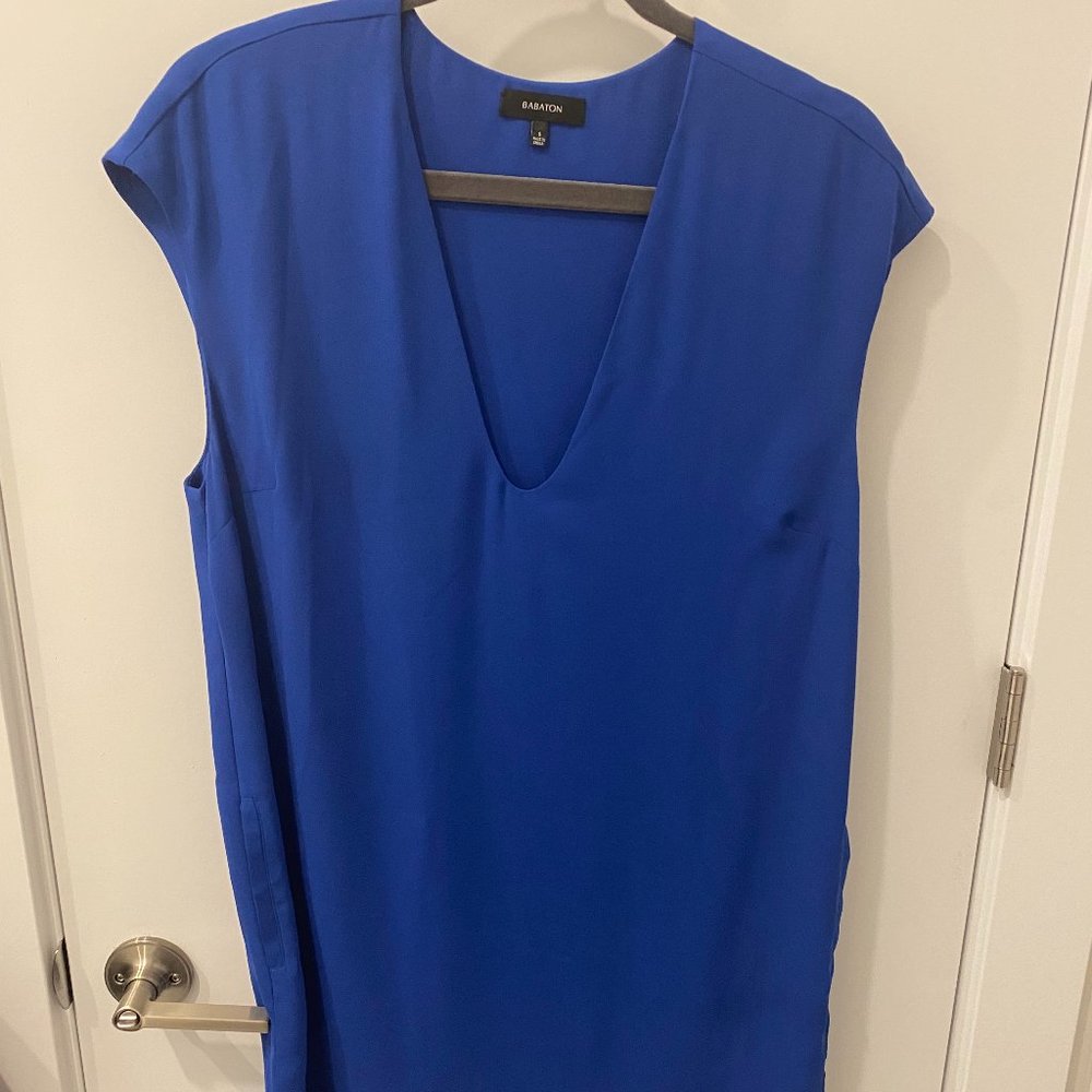 Aritzia Babaton Deep Neck Midi Dress in Cobalt